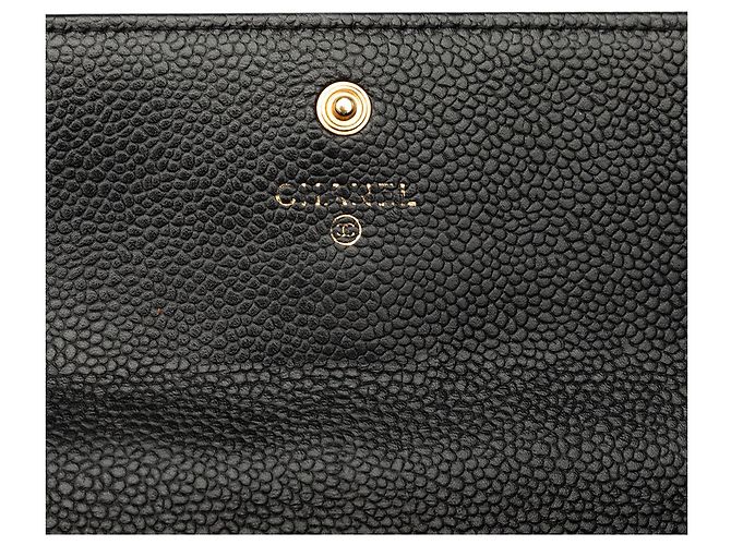 Chanel CC Long Wallet mit Klappe aus schwarzem gestepptem Kaviarleder - Ansicht 6