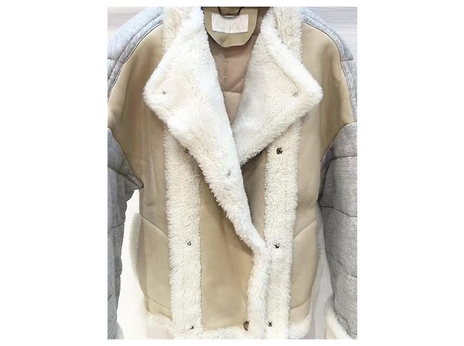 Chloé Shearling Mantel Grau Mehrfarben - Ansicht 3
