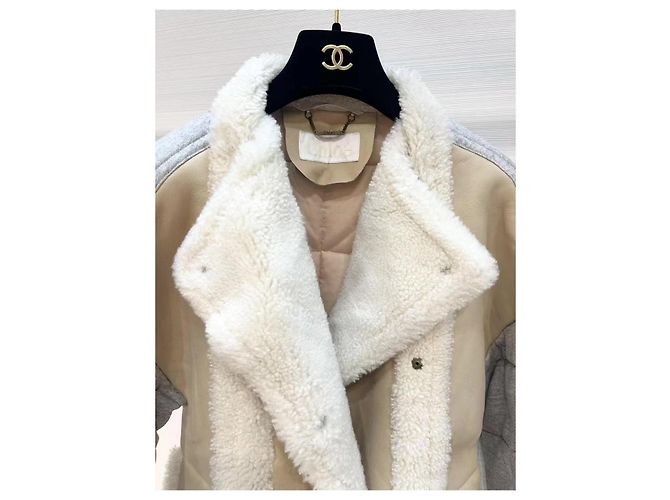 Chloé Shearling Mantel Grau Mehrfarben - Ansicht 4