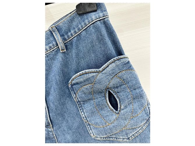 Vaqueros Chanel Wide Leg Denim Azul Efecto Desgastado Multicolor - vista 4
