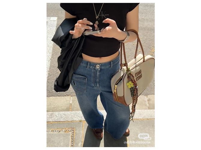 Vaqueros Chanel Wide Leg Denim Azul Efecto Desgastado Multicolor - vista 8