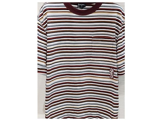 Top Chanel Cropped in Cotone a Righe Multicolore - vista 3