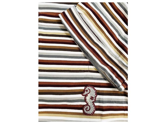 Top Chanel Cropped in Cotone a Righe Multicolore - vista 5