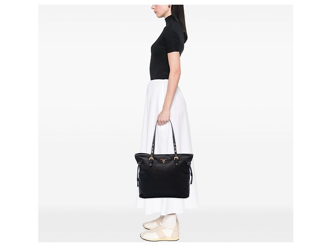 mala Prada em Tessuto com acabamento em Saffiano preto - vista 6