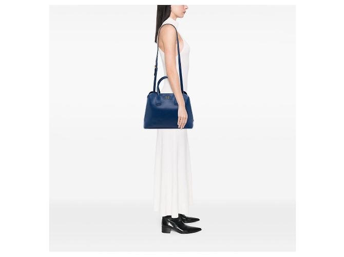 Prada Saffiano Cuir Dome Bag Satchel in Blau - vista 7