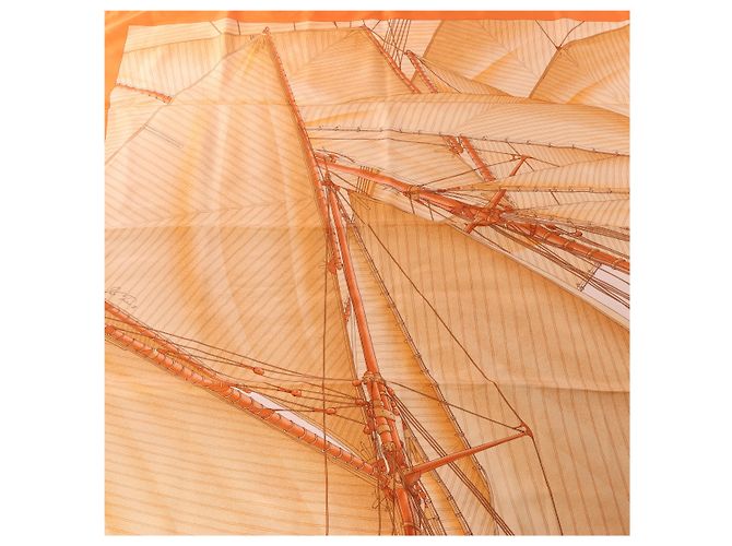 Hermès Carré 90 "VENT PORTANT Ⅱ" Seidentuch in Orange - Ansicht 11