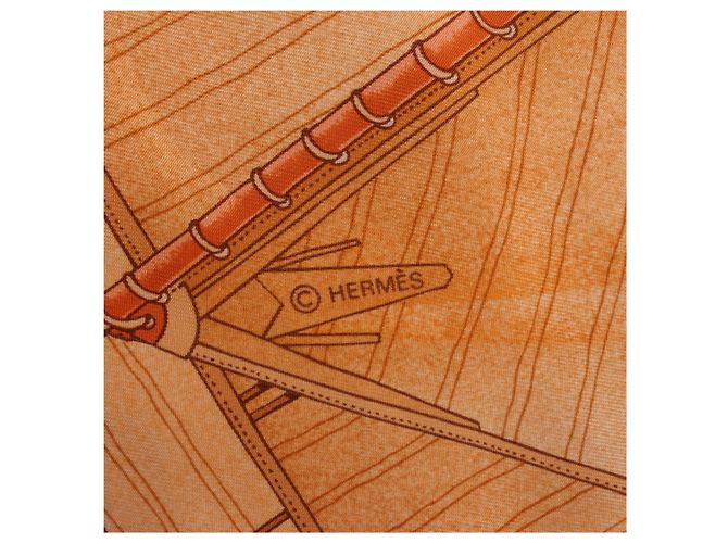 Hermès Carré 90 "VENT PORTANT Ⅱ" Seidentuch in Orange - Ansicht 9