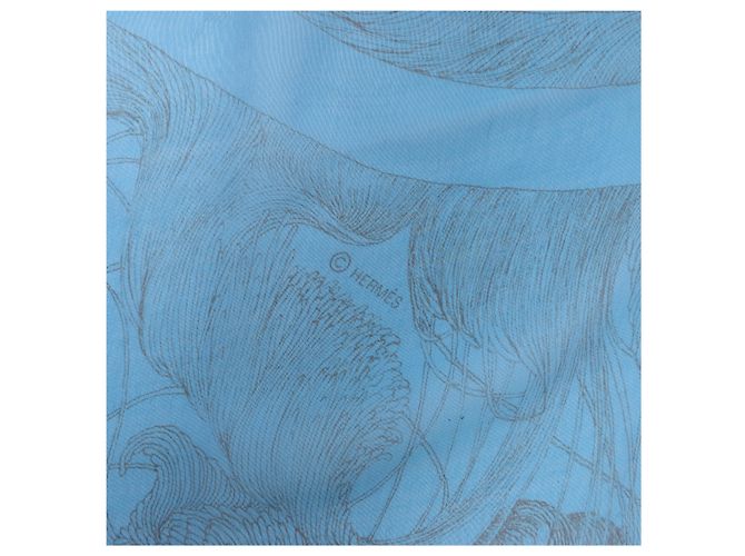 Foulard in seta Hermès Carré 140 "BRIDES de GALA" in blu - vista 10