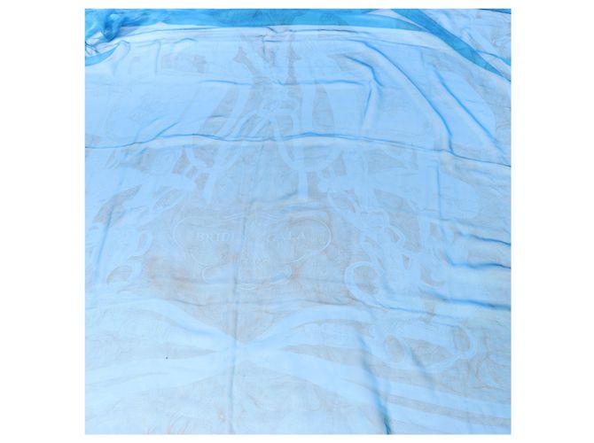 Foulard in seta Hermès Carré 140 "BRIDES de GALA" in blu - vista 11
