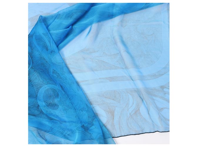 Foulard in seta Hermès Carré 140 "BRIDES de GALA" in blu - vista 12