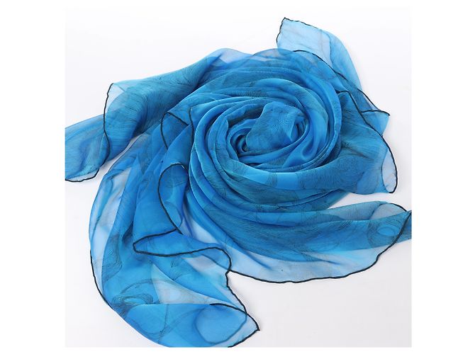 Foulard in seta Hermès Carré 140 "BRIDES de GALA" in blu - vista 13