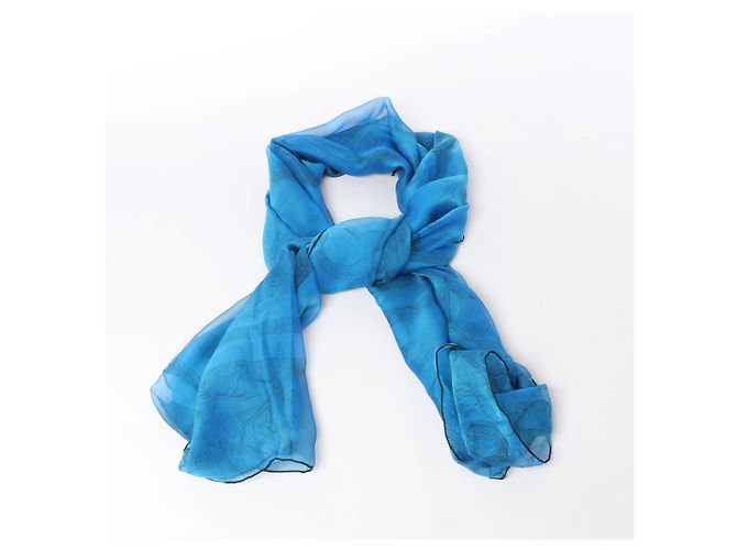 Foulard in seta Hermès Carré 140 "BRIDES de GALA" in blu - vista 14
