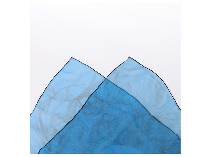 Foulard in seta Hermès Carré 140 "BRIDES de GALA" in blu - vista 2