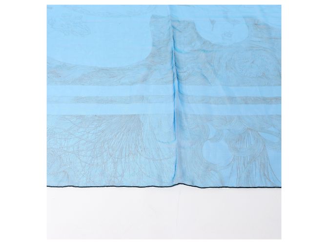 Foulard in seta Hermès Carré 140 "BRIDES de GALA" in blu - vista 5