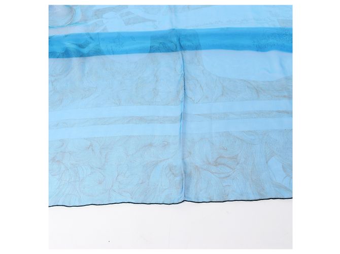 Foulard in seta Hermès Carré 140 "BRIDES de GALA" in blu - vista 7