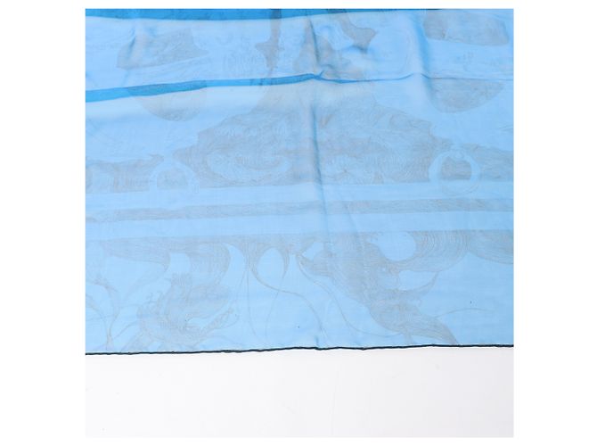 Foulard in seta Hermès Carré 140 "BRIDES de GALA" in blu - vista 8