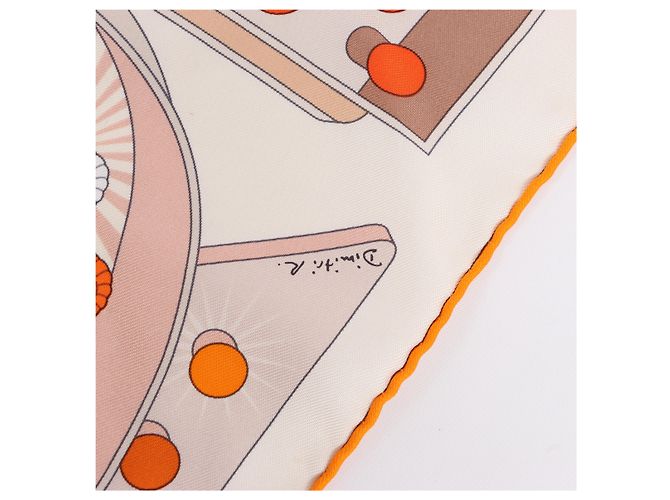 Seidentuch Carré 90 Hermès "HERMES ELECTRIQUE" in Beige - Ansicht 11