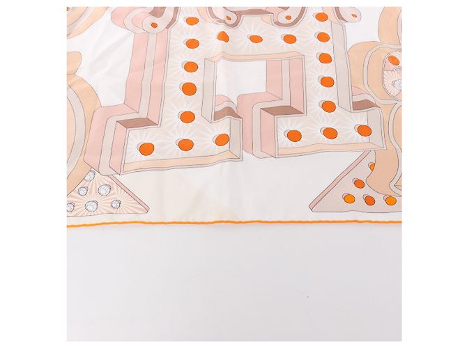 Seidentuch Carré 90 Hermès "HERMES ELECTRIQUE" in Beige - Ansicht 5