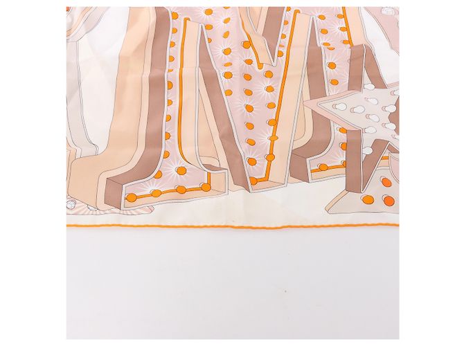 Seidentuch Carré 90 Hermès "HERMES ELECTRIQUE" in Beige - Ansicht 7
