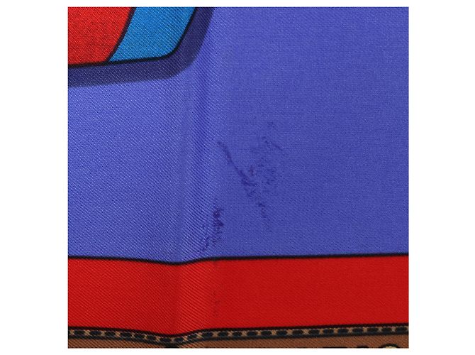 Hermès Carré 90 "LES Sangles" Seidentuch in Blau - Ansicht 10