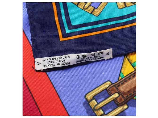 Hermès Carré 90 "LES Sangles" Seidentuch in Blau - Ansicht 13