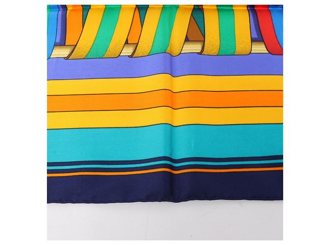 Hermès Carré 90 "LES Sangles" Seidentuch in Blau - Ansicht 4