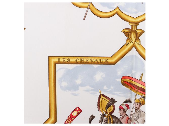 Hermès Carré 90 "LES CHEVAUX DES MOGHOLS" Seidentuch in Grau Blau - Ansicht 11