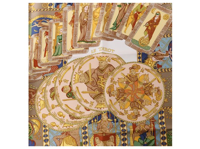 Hermès Carré 90 "LE TAROT" Foulard in seta Beige - vista 10