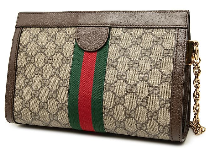 Borsa a tracolla Gucci Small GG Supreme Web Ophidia Chain Beige - vista 2