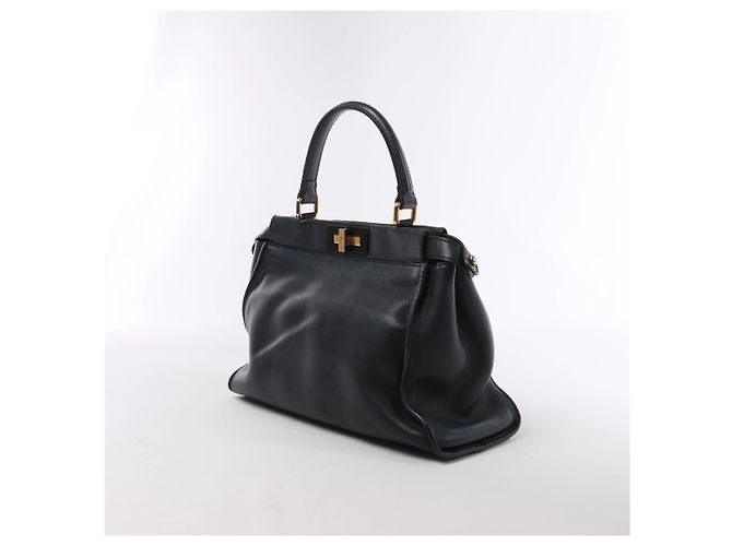 Fendi PEEKABOO REGULAR Leder Handtasche Navy Blue 8BN290 Marineblau - Ansicht 2