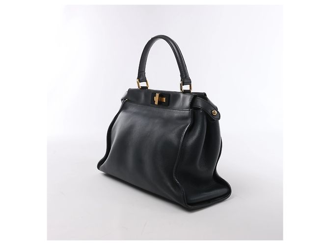 Fendi PEEKABOO REGULAR Leder Handtasche Navy Blue 8BN290 Marineblau - Ansicht 3