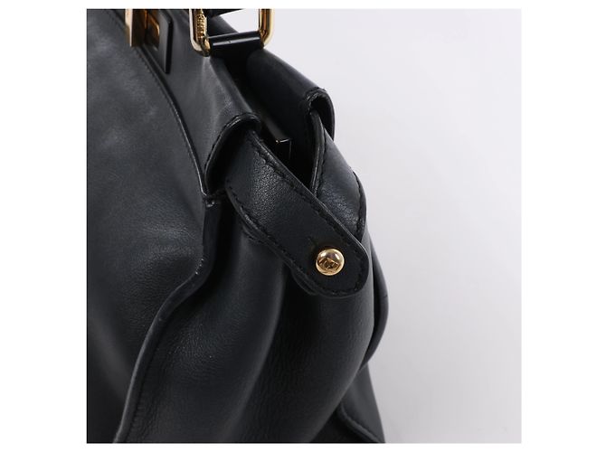 Fendi PEEKABOO REGULAR Leder Handtasche Navy Blue 8BN290 Marineblau - Ansicht 4