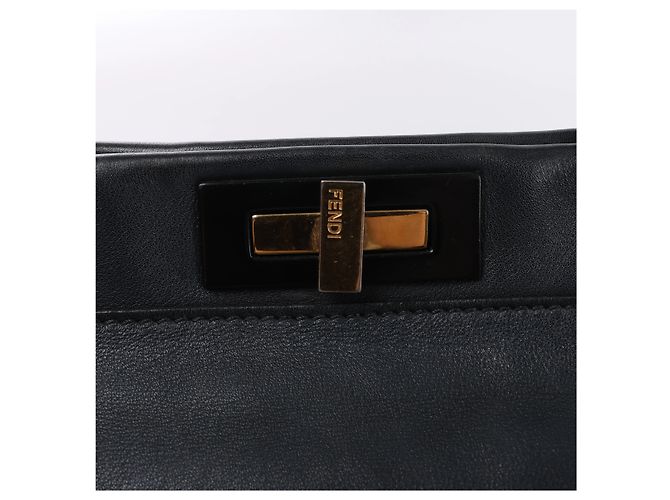 Fendi PEEKABOO REGULAR Leder Handtasche Navy Blue 8BN290 Marineblau - Ansicht 7