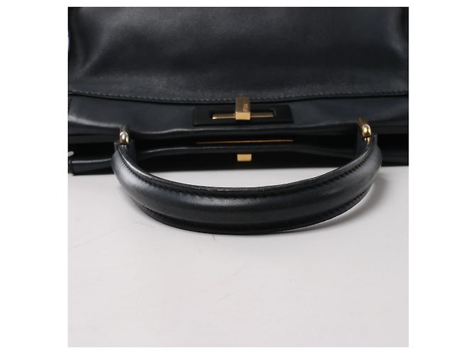 Fendi PEEKABOO REGULAR Leder Handtasche Navy Blue 8BN290 Marineblau - Ansicht 9