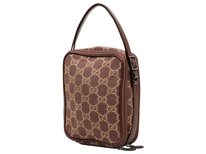 Necessaire Gucci GG Canvas marrone con doppia zip - vista 2