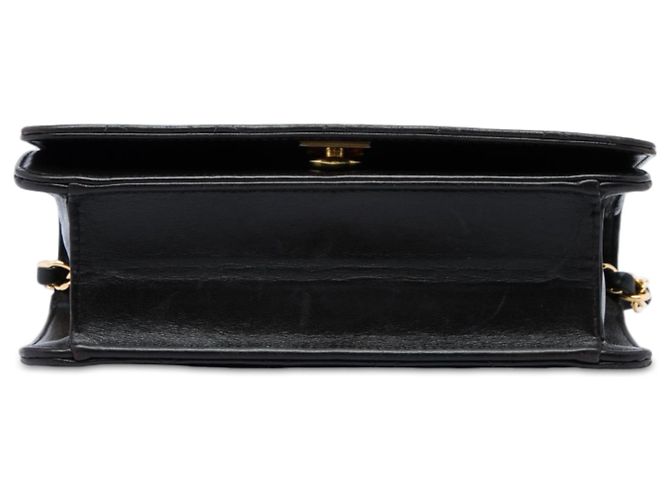 Bolsa Tiracolo Chanel CC em pele de cordeiro acolchoada preta com aba completa Preto - vista 3
