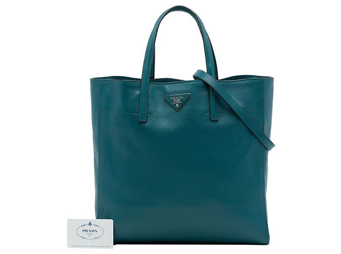 Borsa Tote Satchel Prada Saffiano Soft a tre tasche, blu - vista 7