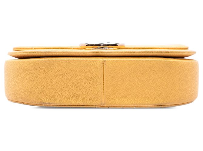 Borsa Satchel Chanel Paris Cuba Medium Quilted Caviar Thread Around Flap Gialla Giallo - vista 3