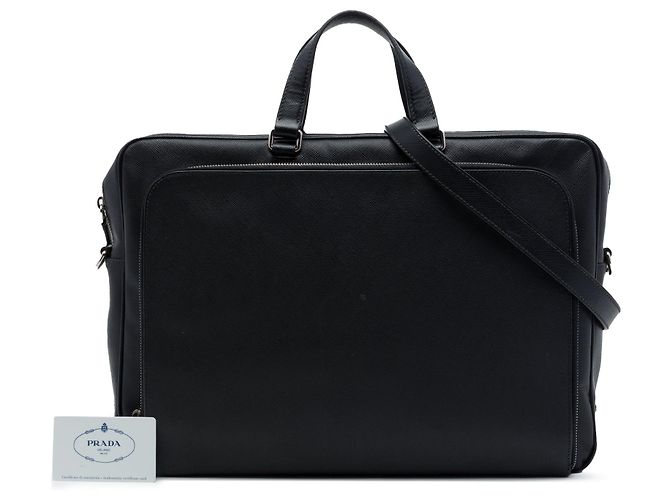 Borsa business Prada Saffiano nera Nero - vista 7