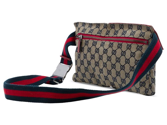 Borsa cintura Gucci GG Canvas Web beige con doppia tasca - vista 2