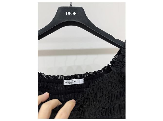 Autre Marque Dior Kleid aus schwarzer Punktspitze und Tüll One-Shoulder Mehrfarben - Ansicht 3
