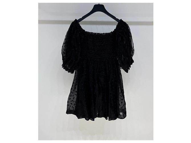 Autre Marque Dior Kleid aus schwarzer Punktspitze und Tüll One-Shoulder Mehrfarben - Ansicht 4