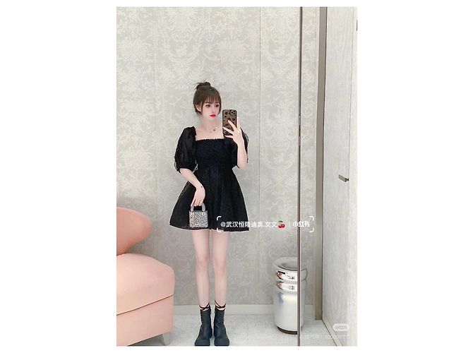 Autre Marque Dior Kleid aus schwarzer Punktspitze und Tüll One-Shoulder Mehrfarben - Ansicht 7