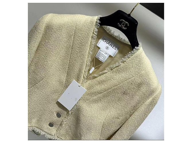 Chanel Tweed Jacke Beige Größe 38 Mehrfarben - Ansicht 2