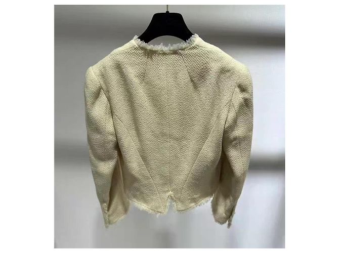 Chanel Tweed Jacke Beige Größe 38 Mehrfarben - Ansicht 3
