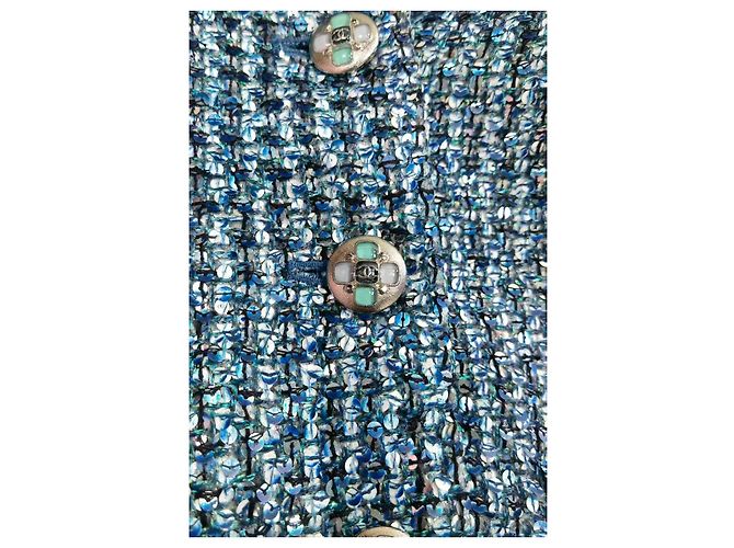 Chanel Turquoise Tweed Jacket with Sequins Size 38 Multiple colors - view 3