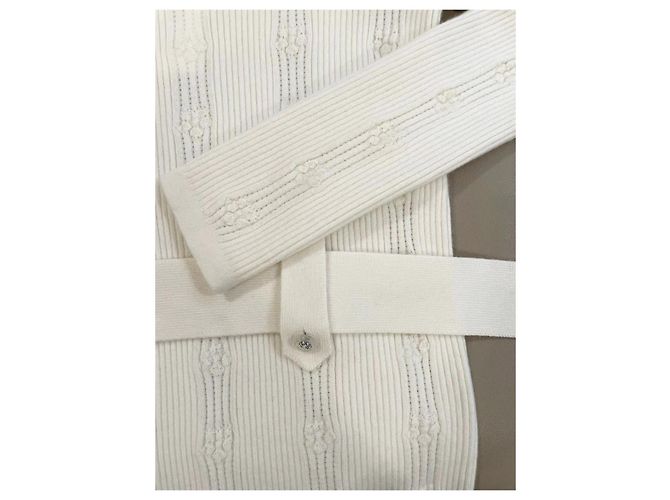 Chanel Kaschmir Stricktop Weiß mit Gürtel Mehrfarben - Ansicht 4
