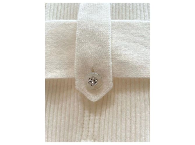 Chanel Kaschmir Stricktop Weiß mit Gürtel Mehrfarben - Ansicht 5