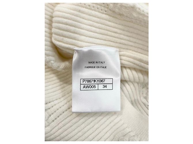 Chanel Kaschmir Stricktop Weiß mit Gürtel Mehrfarben - Ansicht 6