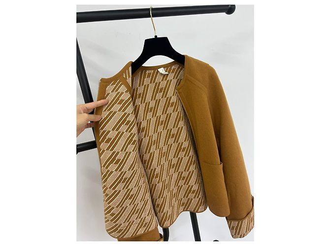 Hermès Jacke aus doppelseitigem Cashmere braun Größe 34 Mehrfarben - Ansicht 4